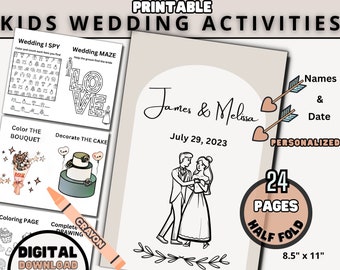 Kids Wedding Activity Book, Printable Wedding coloring Book Pages, Children Wedding Activities, Reception Activity