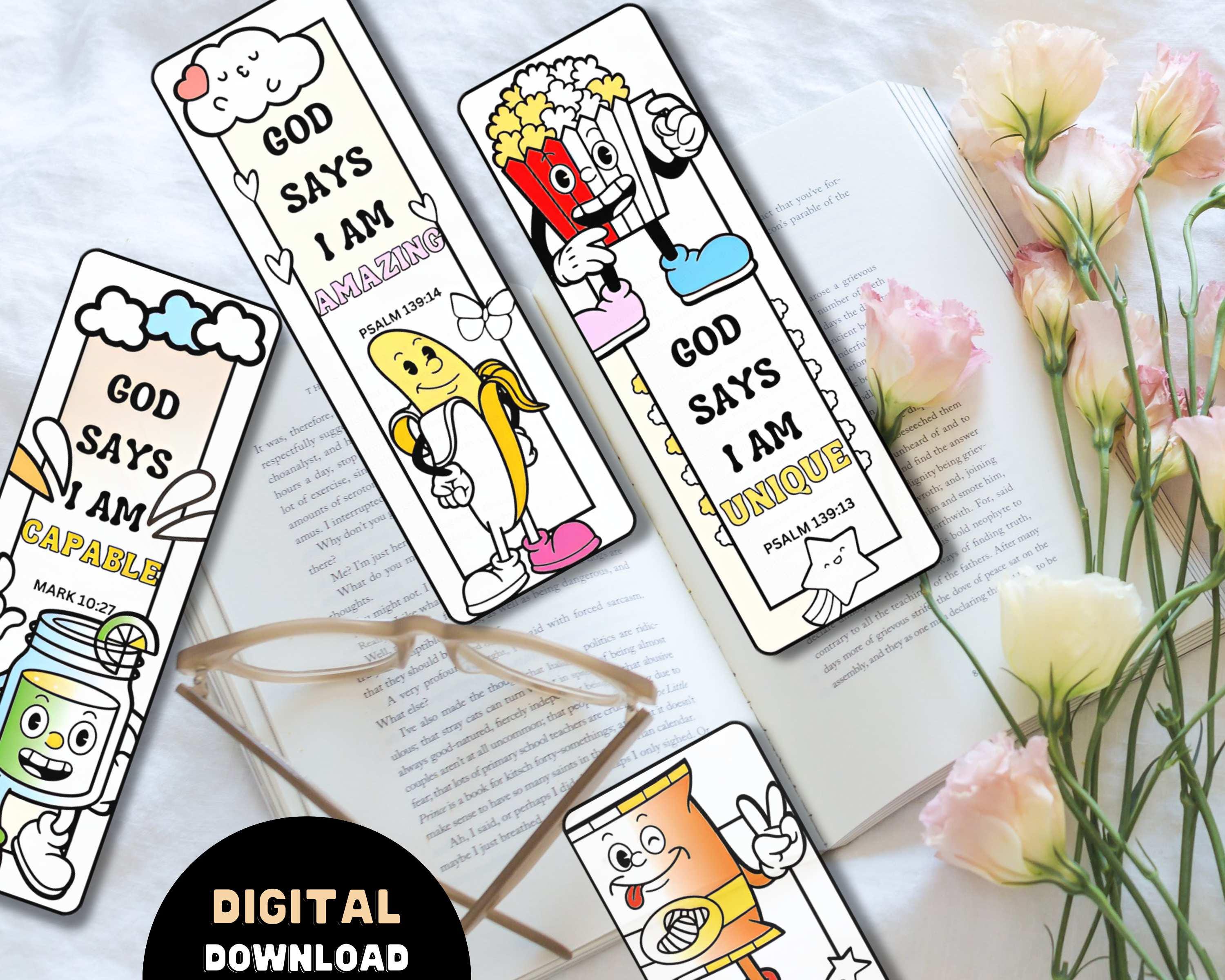 Christian Affirmations Coloring Bookmarks for Kids God Says I Am Bible ...
