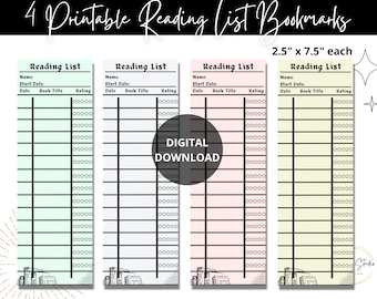 Druckbare Leseliste Lesezeichen, druckbare Lesezeichen-Tracker, Bibliothek Lese-Tracker, digitaler Download