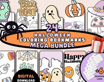 ハロウィンのぬり絵ブックマーク、24種類の不気味でかわいい幽霊と不気味なデザイン（PDFダウンロード）