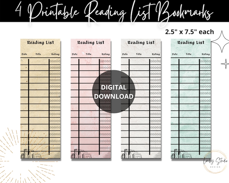 Printable Reading List Bookmark, Printable Book Mark Tracker, Vintage ...