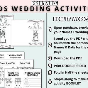 Kids Wedding Activity Book, Printable Wedding Coloring Book Pages ...