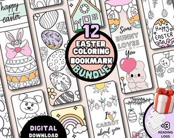 Easter Coloring Bookmarks Bundle: Bunny & Egg Designs (Digital Download)
