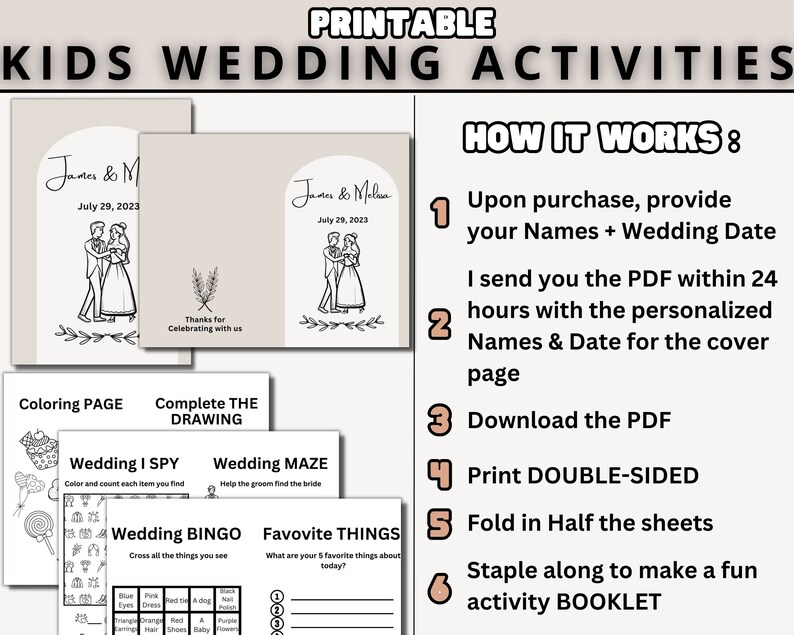 Kids Wedding Activity Book, Printable Wedding Coloring Book Pages ...