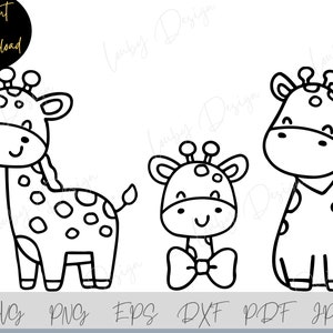 Cute Giraffe family SVG, Baby Giraffe svg, Cricut, Silhouette, Giraffe mom and baby PNG, eps, dxf, pdf, jpg