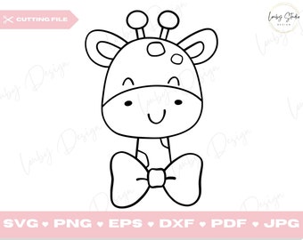 SVG de jirafa bebé, SVG de jirafa adorable, archivo de corte para Cricut y Silhouette, clipart de animal bebé para decoración de pared, PNG, EPS, DXF, PDF, JPG