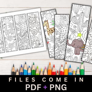 Marcapáginas de animales para colorear e imprimir, marcapáginas digitales, bonitos marcapáginas imprimibles, páginas para colorear para niños y adultos. imagen 4