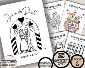 Kids Wedding Activity Book, Printable Wedding coloring Pages, Children Wedding Activities, Digital Download