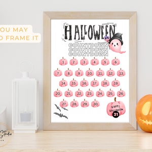 Rosa Halloween-nedräkningskalender: Utskrivbar aktivitet för barn (digital nedladdning) bild 3