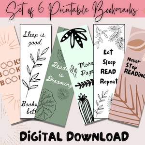 Botanical Printable Bookmarks, Boho Book Mark, Book Lover gift, Cute Bookmark set, Digital Download