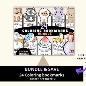 Pacote de Marcadores de Livro para Colorir Imprimíveis, Marcadores de Livro para Colorir com Tema de Sobremesas, Página para Colorir de Aniversário Infantil, Atividade para Sala de Aula, Registro de Leitura (Download Digital) imagem 10