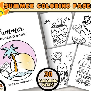Páginas para colorear de verano, Favores de fiesta de actividades de verano para niños, Juegos de fiesta en la playa imprimibles, Hojas para colorear para adultos, Actividades de vacaciones de verano