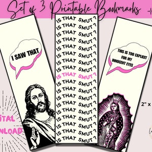 Peeking Jesus Printable Bookmarks, Is That Smut Book Mark, Funny Romance Reader Gifts, Digital Download