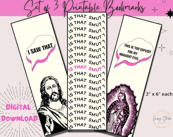 Peeking Jesus Printable Bookmarks, Is That Smut Book Mark, Funny Romance Reader Gifts, Digital Download
