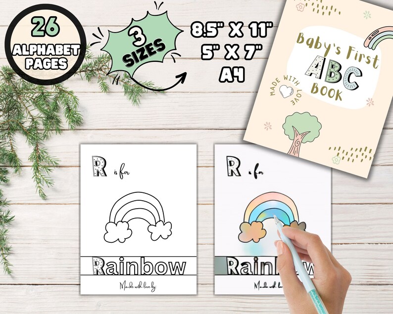 Baby Alphabet Book, Printable Baby Shower Abc Book, Animal Alphabet