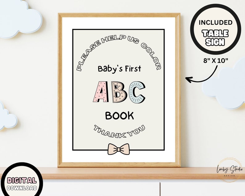 Baby Alphabet Book, Printable Baby Shower Abc Book, Animal Alphabet