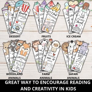 Printable Coloring Bookmarks BUNDLE, Cute Animals Book Marks, Birthday ...