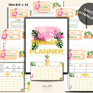 Summer Planner for Kids Printable, Summer Schedule Activity Calendar, Printable Kids Reading Log, Bucket list 2022