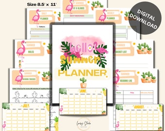 Sommerplaner für Kinder zum Ausdrucken, Sommerplaner Aktivitätskalender, druckbare Kinderlesetagebuch, Bucket list 2022