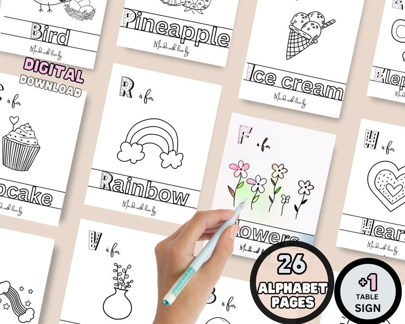 Baby Alphabet Book, Printable Baby Shower Abc Book, Animal Alphabet