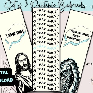 Peeking Jesus Printable Bookmarks, Is That Smut Book Mark, Funny Romance Reader Gifts, Digital Download