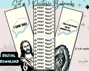 Peeking Jesus Printable Bookmarks, Is That Smut Book Mark, Funny Romance Reader Gifts, Digital Download