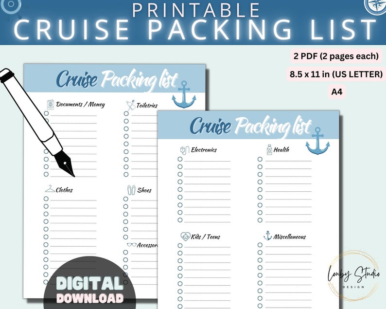Cruise Packing List, Printable Cruise Checklist, Family Packing List ...