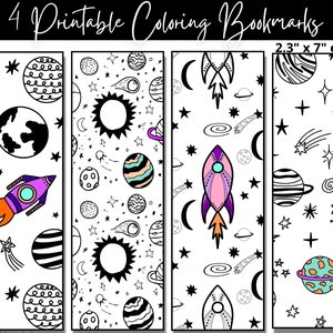 Printable Coloring Bookmarks, Printable Book Marks, Galaxy Bookmark ...