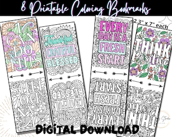 Motivational Coloring Bookmarks: Affirmation Designs (Digital Download)