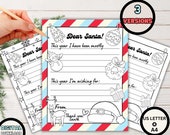 Letters to Santa Coloring Pages, Printable Dear Santa letter, Christmas Wish List, Classroom Christmas Coloring Activity, Digital Download