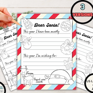 Briefe an den Weihnachtsmann Malvorlagen, druckbare Liebe Santa Brief, Weihnachten Wunschliste, Klassenzimmer Weihnachten Färbung Aktivität, digitaler Download