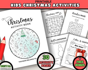 Kids Christmas Activity Book: Printable Games & Coloring Pages (Digital Download)
