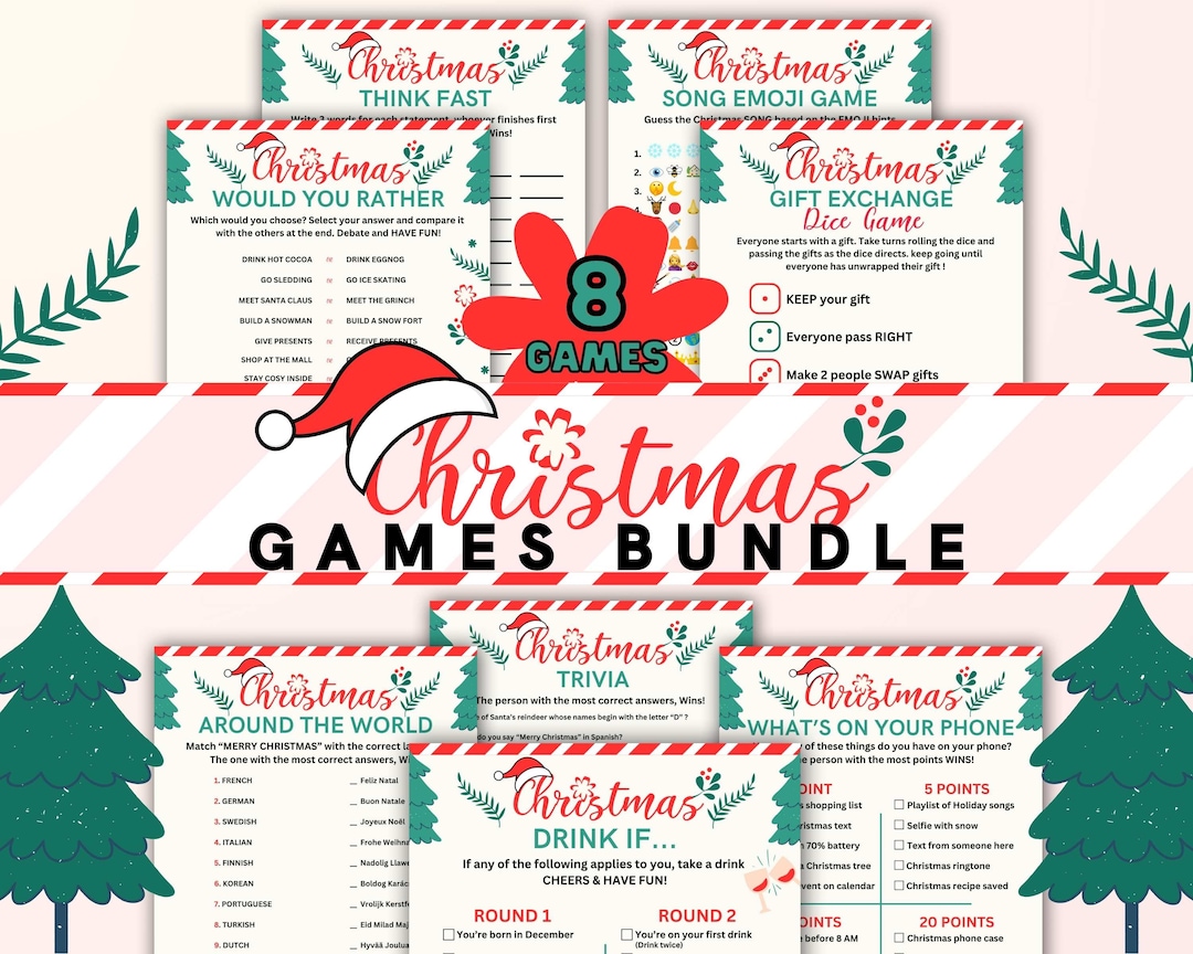 Printable Christmas Games Adults BUNDLE, Family Christmas Party Games ...