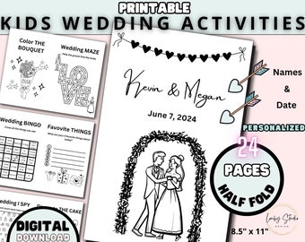 Kids Wedding Coloring Pages, Kid Activity Kit Wedding, Kids Coloring Book, Kids Table Game Activities for Wedding, Keepsake, DIY, PDF Custom
