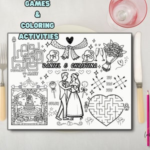 Kids Wedding Coloring Placemat, Printable Wedding Activity Mat ...