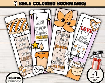 Bible Verse Coloring bookmarks, fall Sunday School craft, Scripture Bookmarks to color, Printable Christian bookmarks, Bible Coloring pages