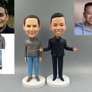 Personalized custom bobbleheads, bobbleheads for friends, cake toppers, unique gifts, wedding cake toppers, birthday bobbleheads
