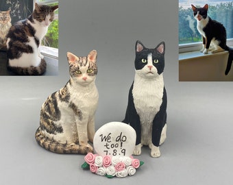 personalized custom cat wedding cake topper ,Pet CakeTopper，Pets Birthday，cat caketopper , Anniversary pet，cat Figurines，cats birthday