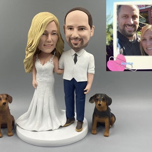 Custom Wedding Cake Bobblehead Topper: Personalized Polymer Clay Figurine