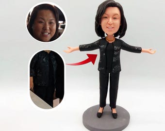 Personalized Mom Bobblehead: Custom Polymer Clay Memorial Gift