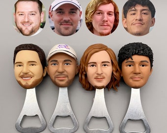 Personalized Photo Corkscrew, Handmade Polymer Clay Bottle Opener, Groomsmen Gift