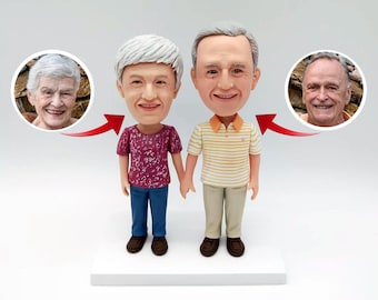 Anpassade par-bobbleheads: Personlig tårtdekoration i polymerlera för årsdagar
