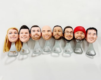 Abridor de botellas con cabeza personalizada: regalo personalizado para padrinos de boda