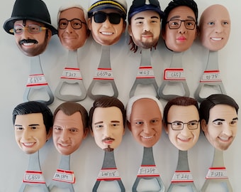 Abridor de botellas con cabeza personalizada: regalo personalizado para padrinos de boda