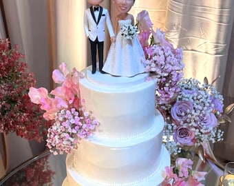 Adorno para tarta de boda personalizado: Figura cabezona de pareja personalizada