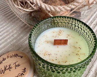 Candele e cialde profumate al tè bianco in cera di soia