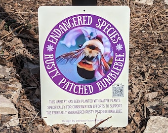 Rusty Patched Bumblebee Habitat Sign: Conservation Garden Decor (10x14 Aluminum)