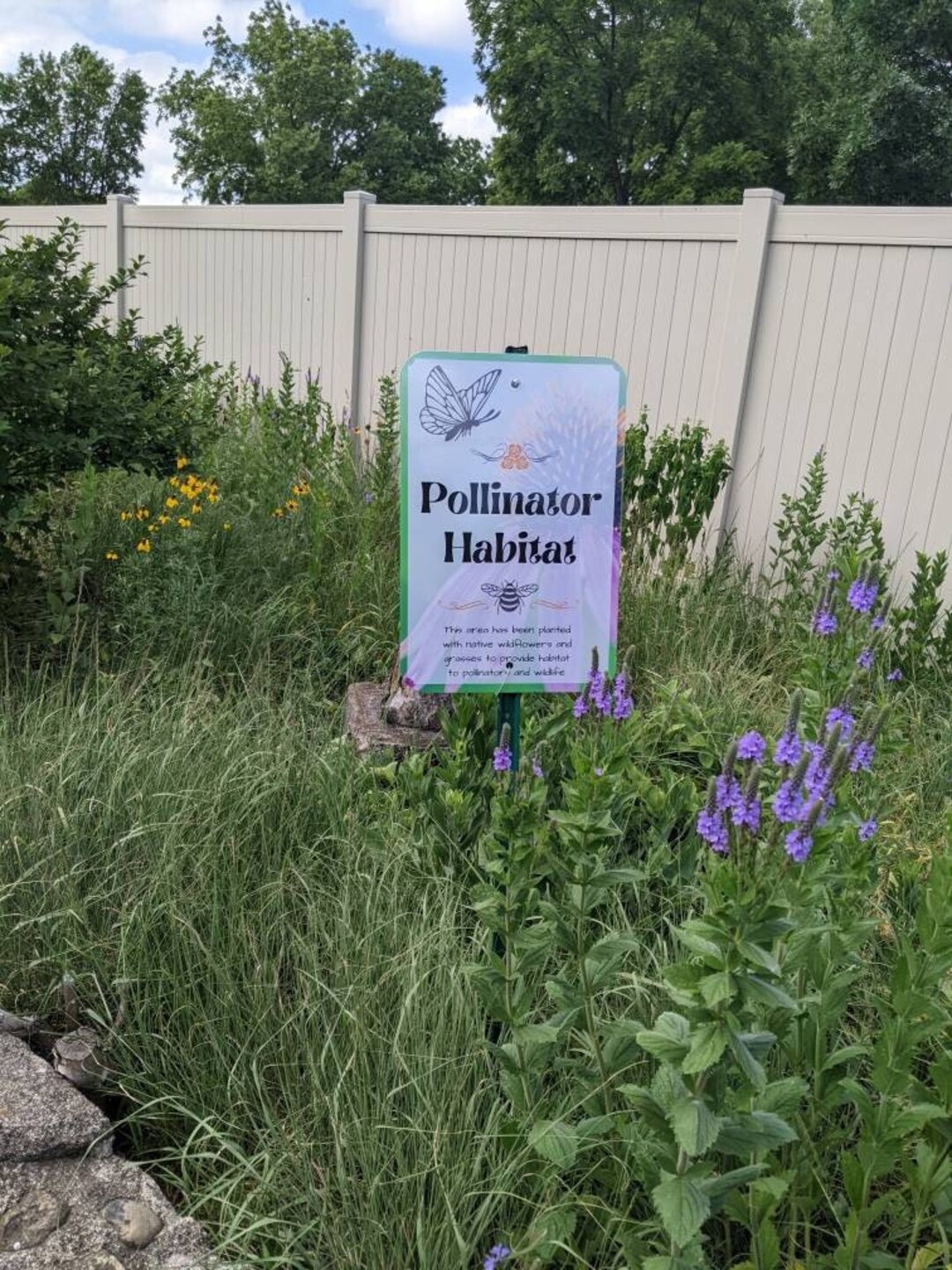 Pollinator Habitat Garden Sign: Native Plants, Pesticide Free, Aluminum ...
