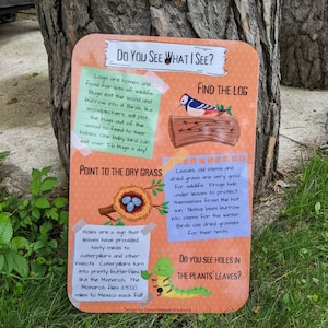 Kids Educational Pollinator Habitat Sign Promoting Native Plants; Large Quality Aluminum Garden Sign PREORDER