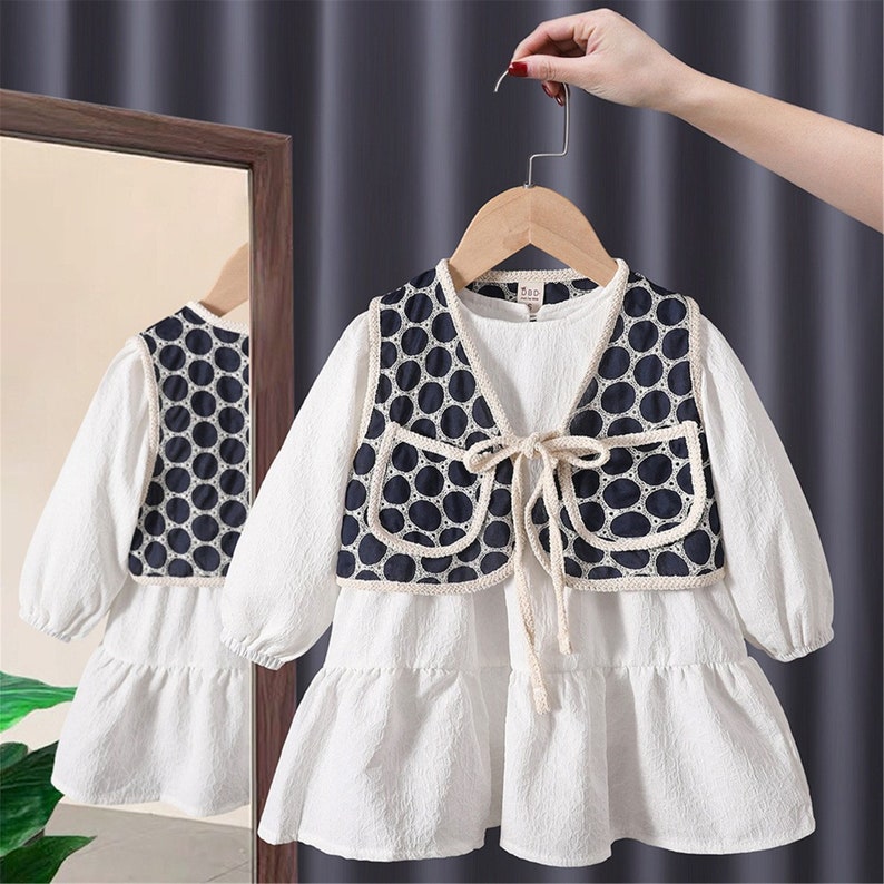 Little Girl Long Sleeve Dress and Vest Set Autumn Girls Etsy